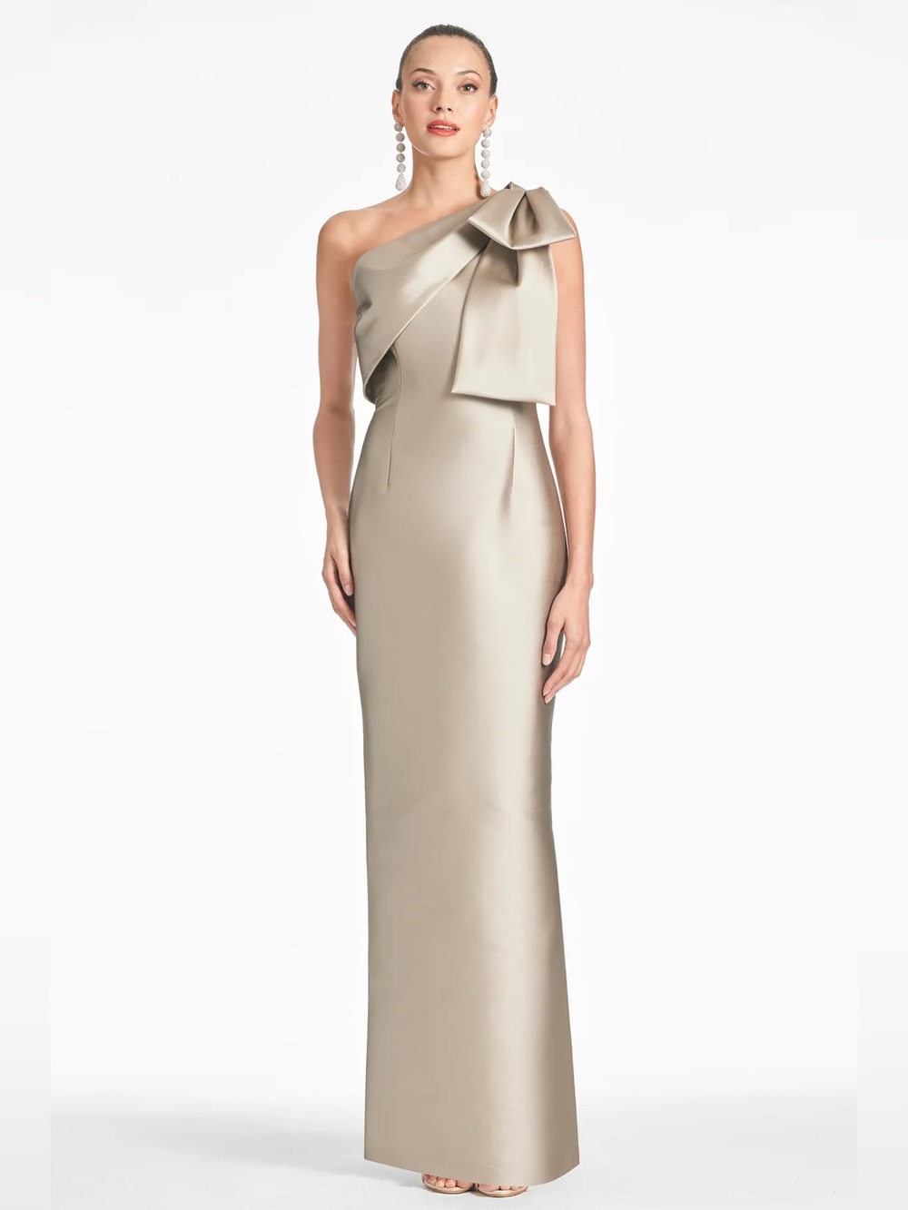 Sachin + Babi Bonnie Mikado One Shoulder Column Gown in Pewter